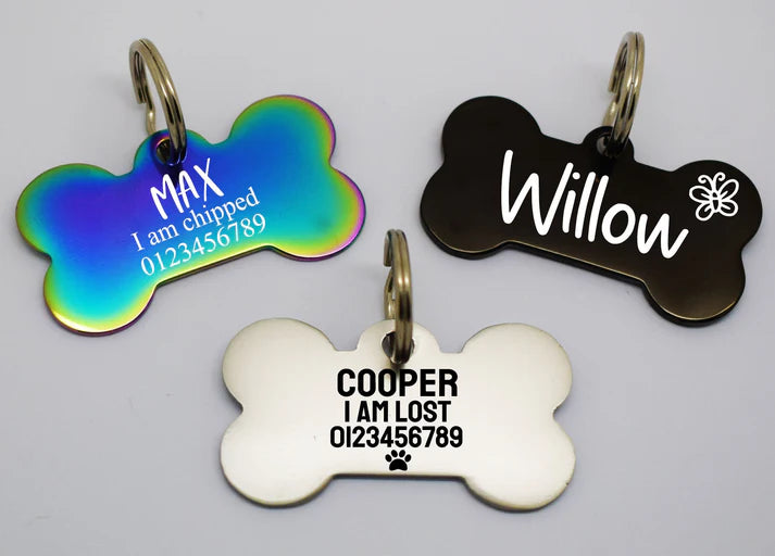 Tags Double side engraved ID name Bone Shape personalising engraving pet dog cat tag tags-Laser Engraving