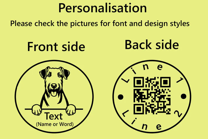 Tags Double side engraved ID name Dog Breed Face Round QR Code Supported Scan Disk personalising engraving pet dog tag tags-Laser Engraving + 1 Year QR App Subscription